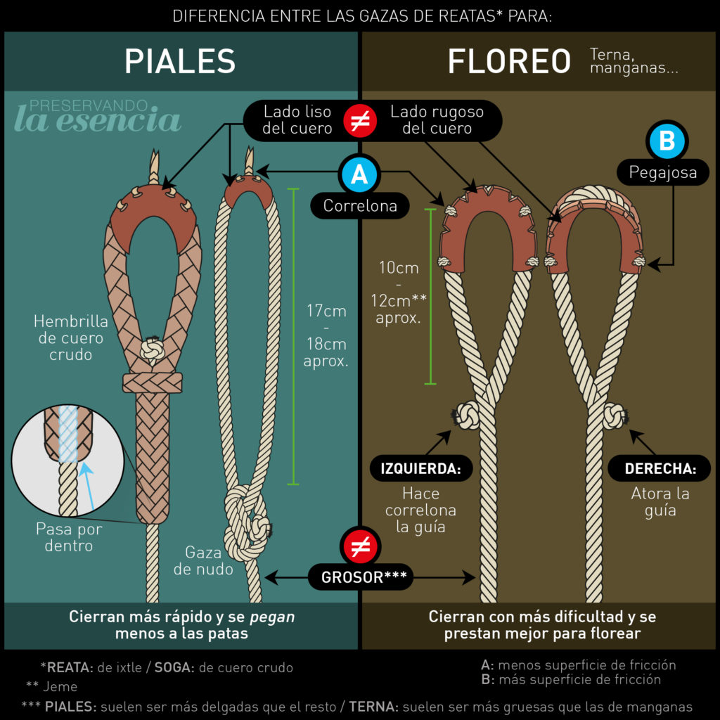Diferencia entre gazas para reatas entre las reatas para piales y floreo