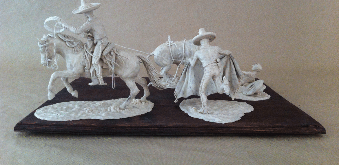 Sculpture scène équestre mexicaine